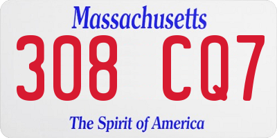 MA license plate 308CQ7