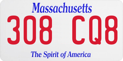 MA license plate 308CQ8