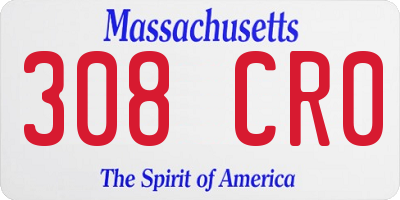 MA license plate 308CR0