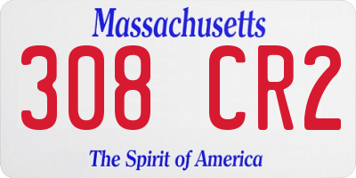 MA license plate 308CR2