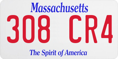 MA license plate 308CR4