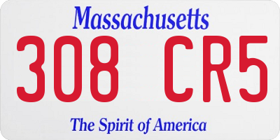 MA license plate 308CR5