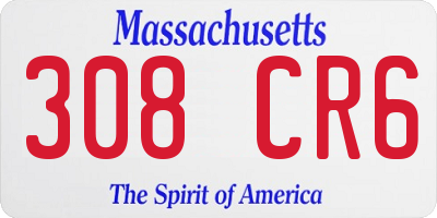 MA license plate 308CR6