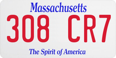 MA license plate 308CR7