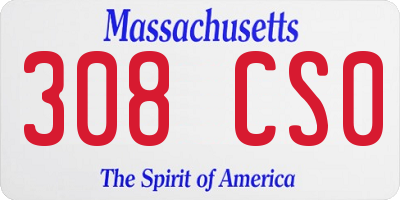 MA license plate 308CS0