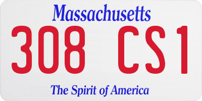 MA license plate 308CS1