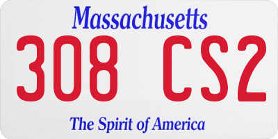 MA license plate 308CS2