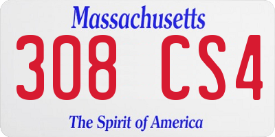MA license plate 308CS4