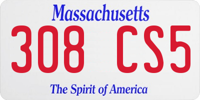 MA license plate 308CS5