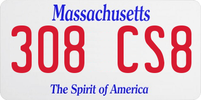 MA license plate 308CS8