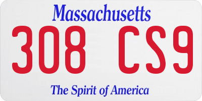MA license plate 308CS9