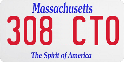 MA license plate 308CT0