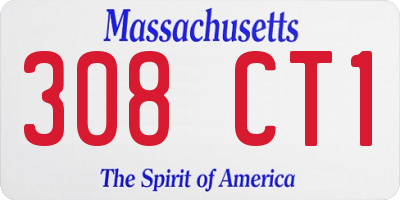 MA license plate 308CT1