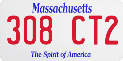 MA license plate 308CT2