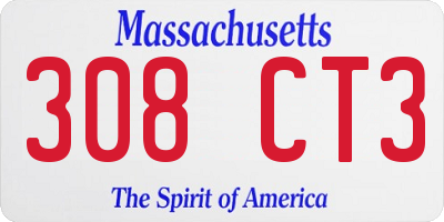 MA license plate 308CT3