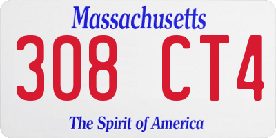 MA license plate 308CT4