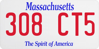 MA license plate 308CT5