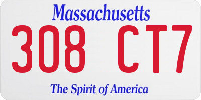 MA license plate 308CT7