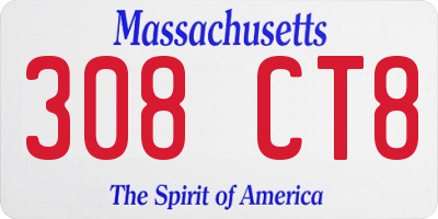 MA license plate 308CT8