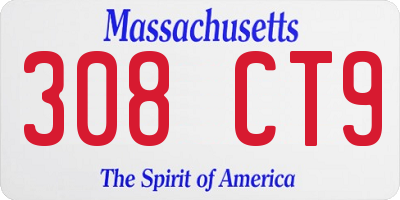 MA license plate 308CT9