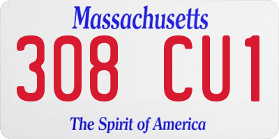MA license plate 308CU1