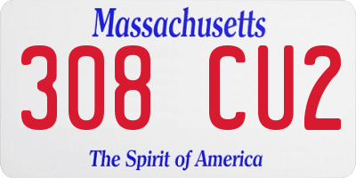 MA license plate 308CU2