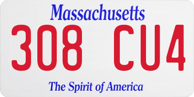 MA license plate 308CU4