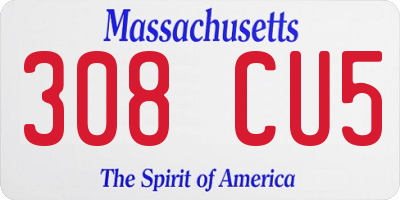 MA license plate 308CU5