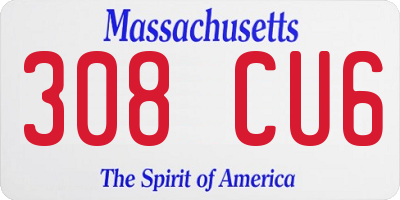 MA license plate 308CU6