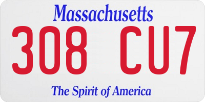 MA license plate 308CU7