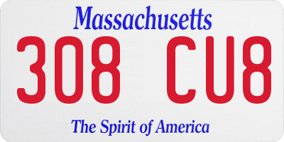 MA license plate 308CU8