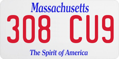 MA license plate 308CU9