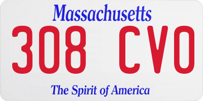 MA license plate 308CV0
