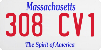 MA license plate 308CV1