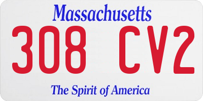 MA license plate 308CV2
