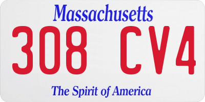 MA license plate 308CV4