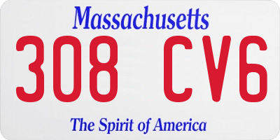 MA license plate 308CV6