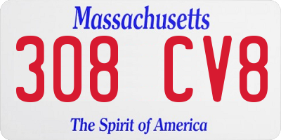 MA license plate 308CV8