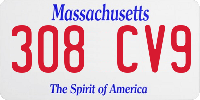 MA license plate 308CV9