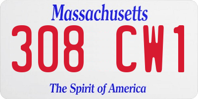 MA license plate 308CW1