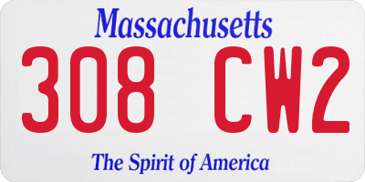 MA license plate 308CW2