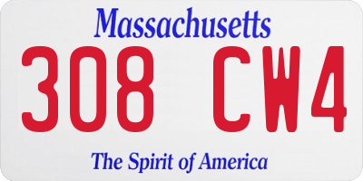 MA license plate 308CW4