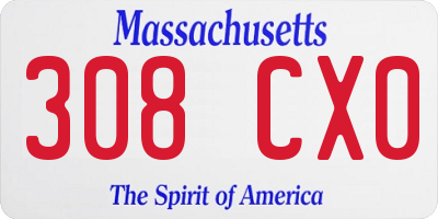 MA license plate 308CX0