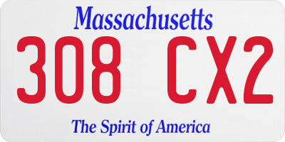 MA license plate 308CX2