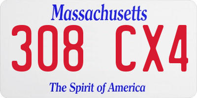 MA license plate 308CX4