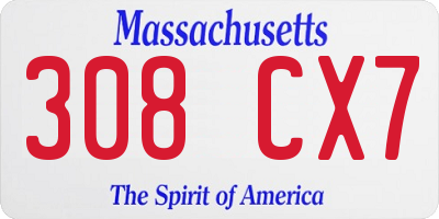 MA license plate 308CX7