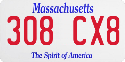 MA license plate 308CX8