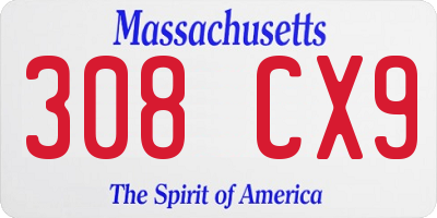 MA license plate 308CX9