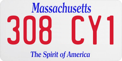 MA license plate 308CY1