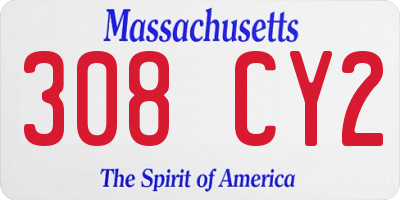 MA license plate 308CY2
